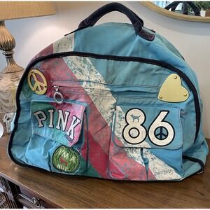 Vintage Victoria's Secret Rolling Duffle Bag 86 PEACE LOVE PINK Tote Luggage